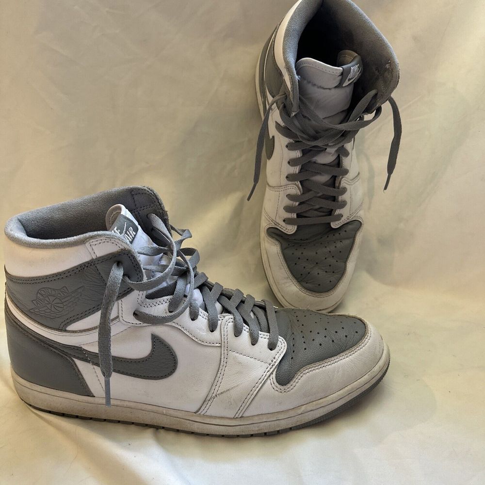 Nike Men's Gray and White High-Top Sneakers